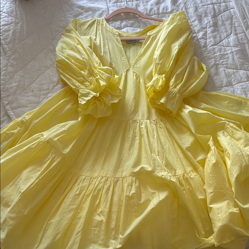 Bird & Kite Yellow Smocked Sundress with Puff Sleeves